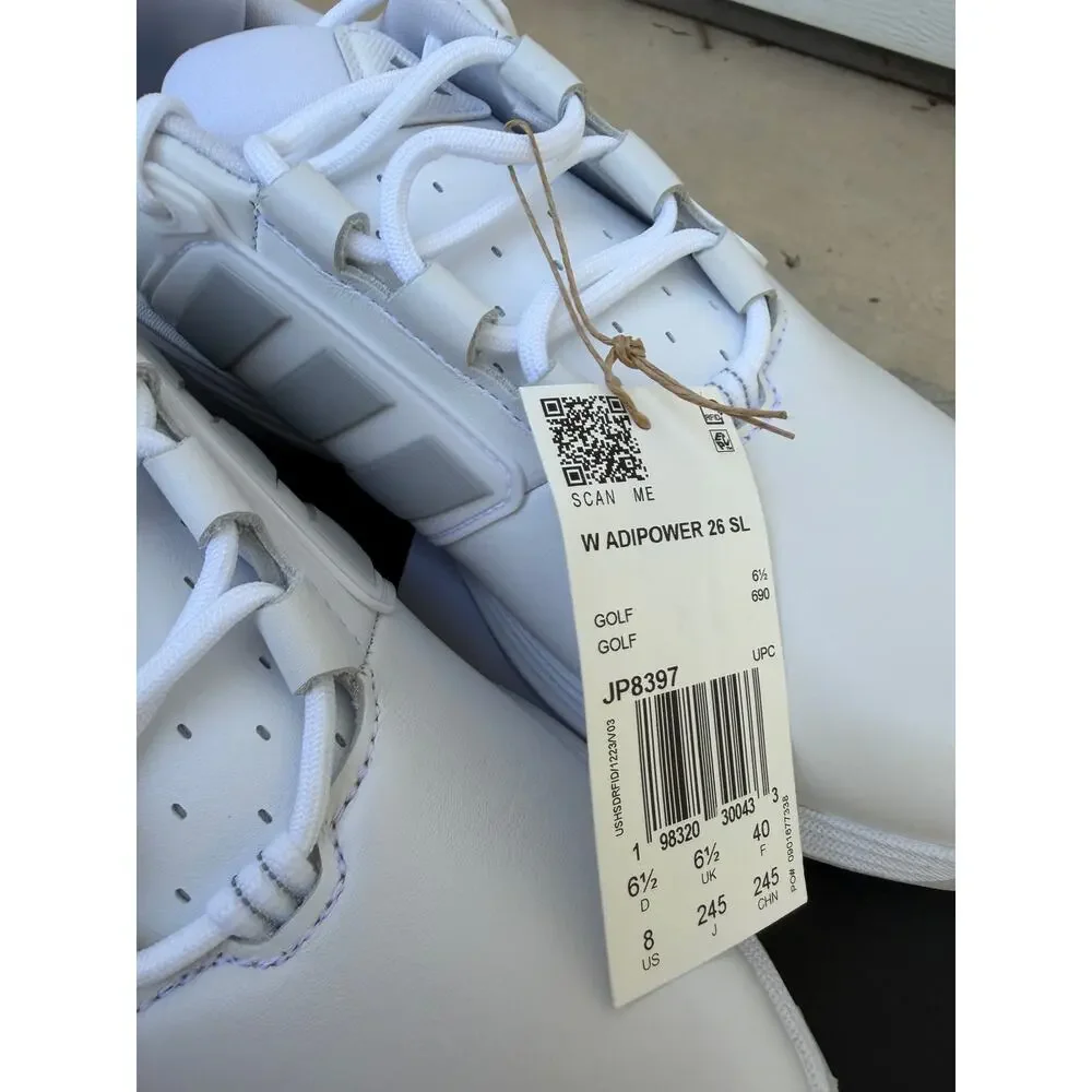 adidas Women's W Adipower 26 SL, golf shoes, NWT White/Silver/Grey, 8